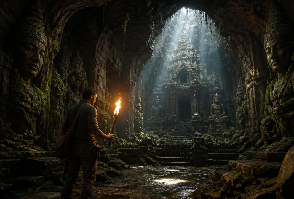 Scene from the film The Sunken Temple